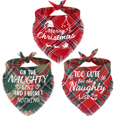 duludulu christmas dog bandana with tassels in red and green, perfect for festive photos