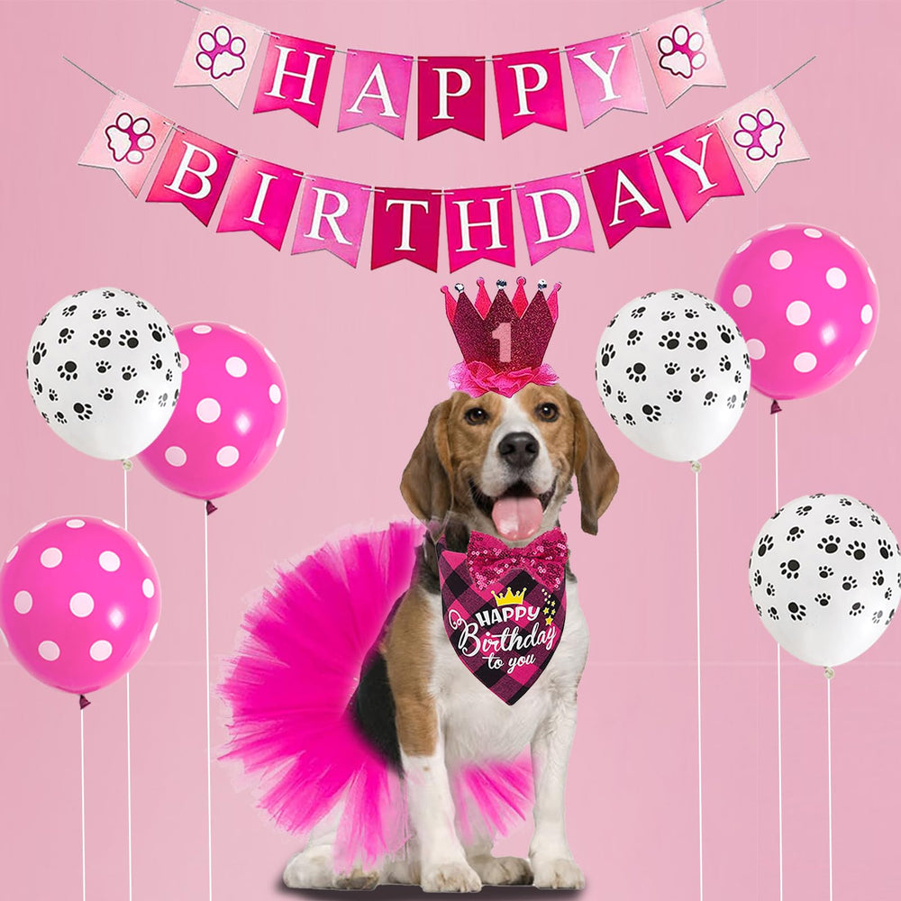 duludulu pink paw balloons add playful decor to a dog birthday party