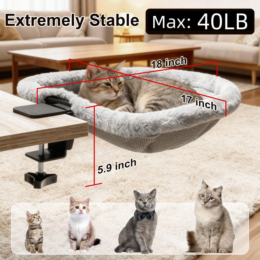 Dulvus Cat Desk Bed heavy-frame 40 lbs provides wobble-free stability