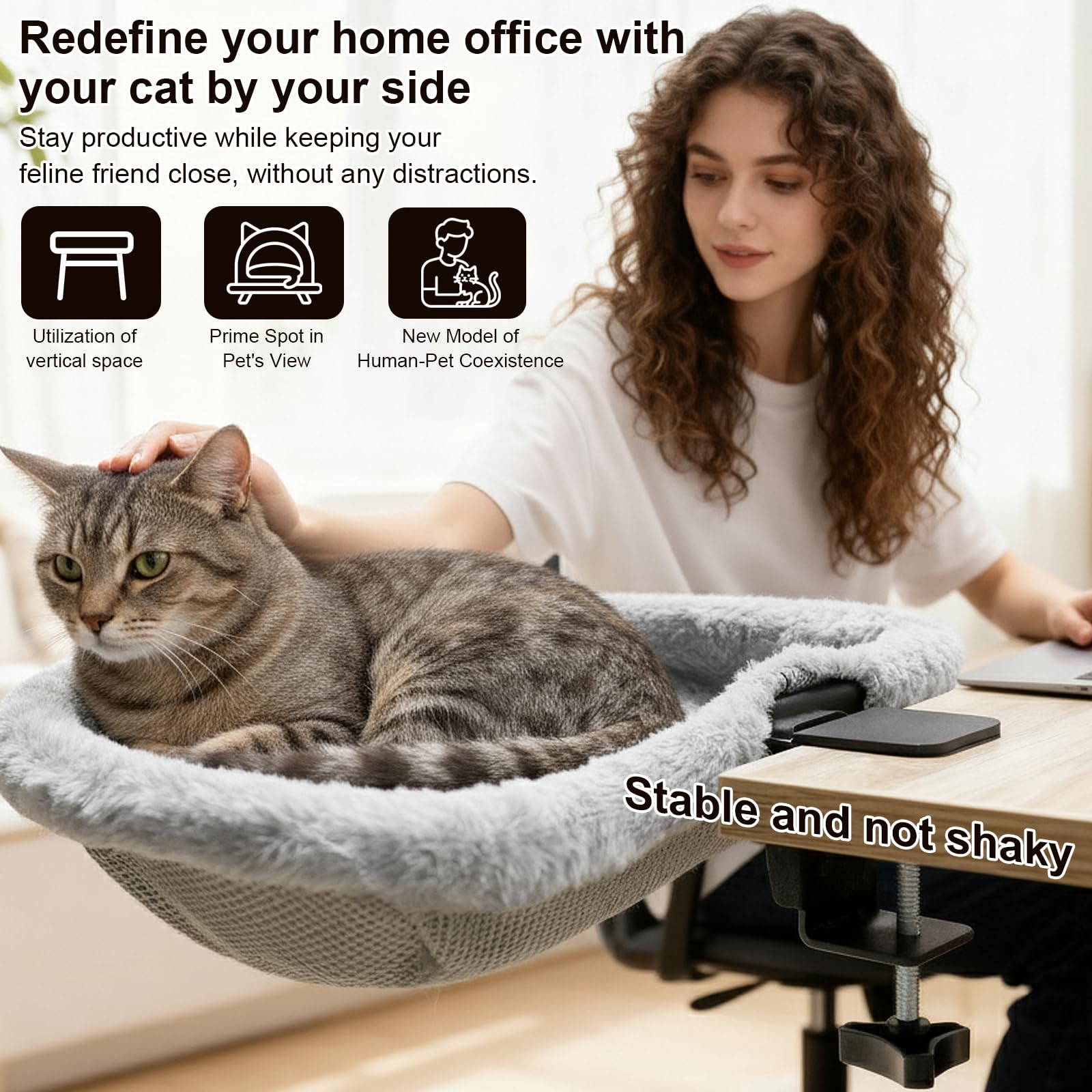 Dulvus Cat Desk Bed magnetic toy holder adds independent play during tasks