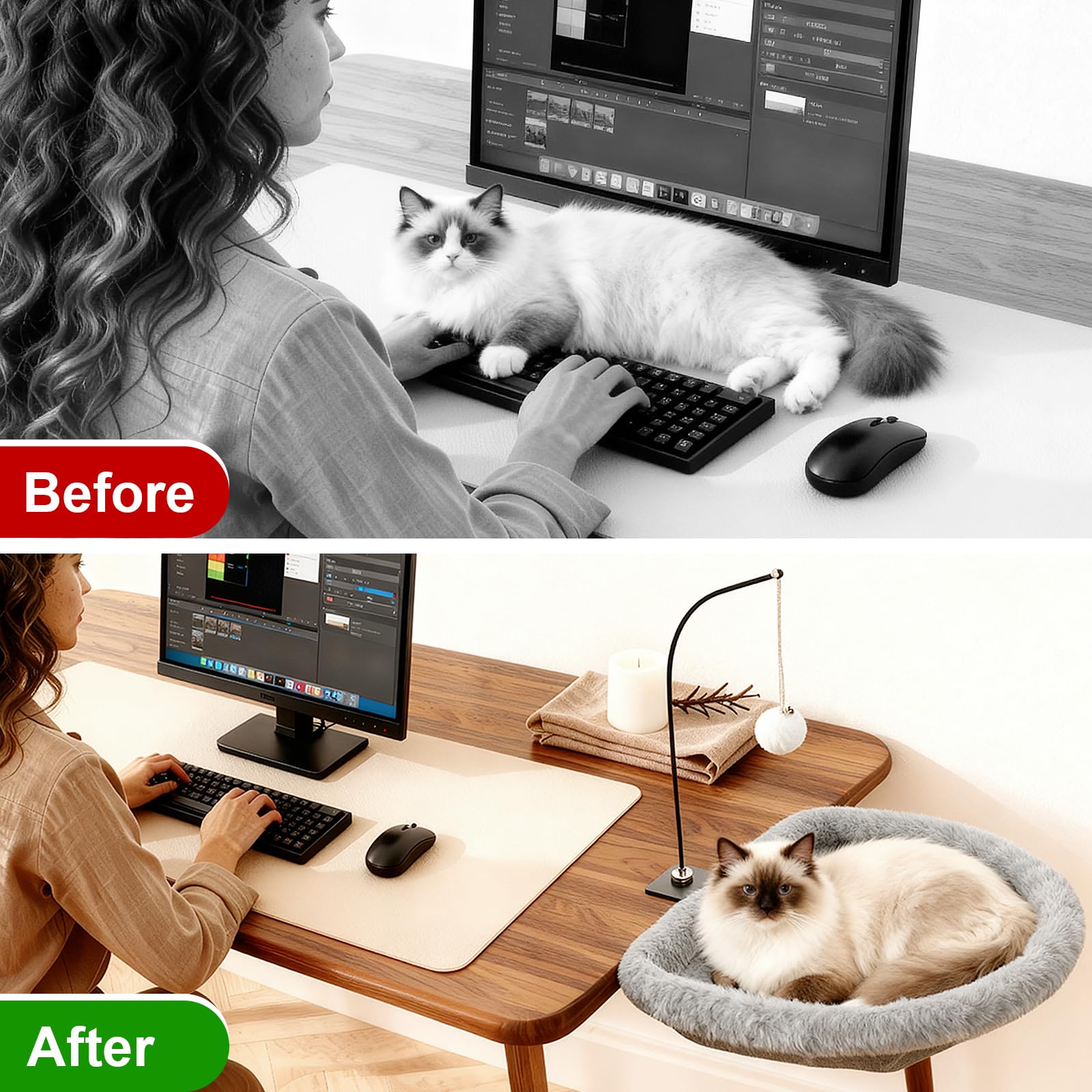 Dulvus Cat Desk Bed sunken comfort supports a secure resting posture for relaxation