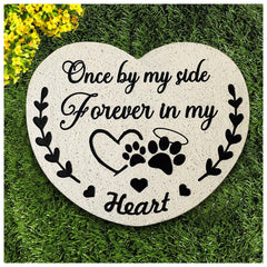 DUMING-IN heart-shaped memorial stone front view for garden display.