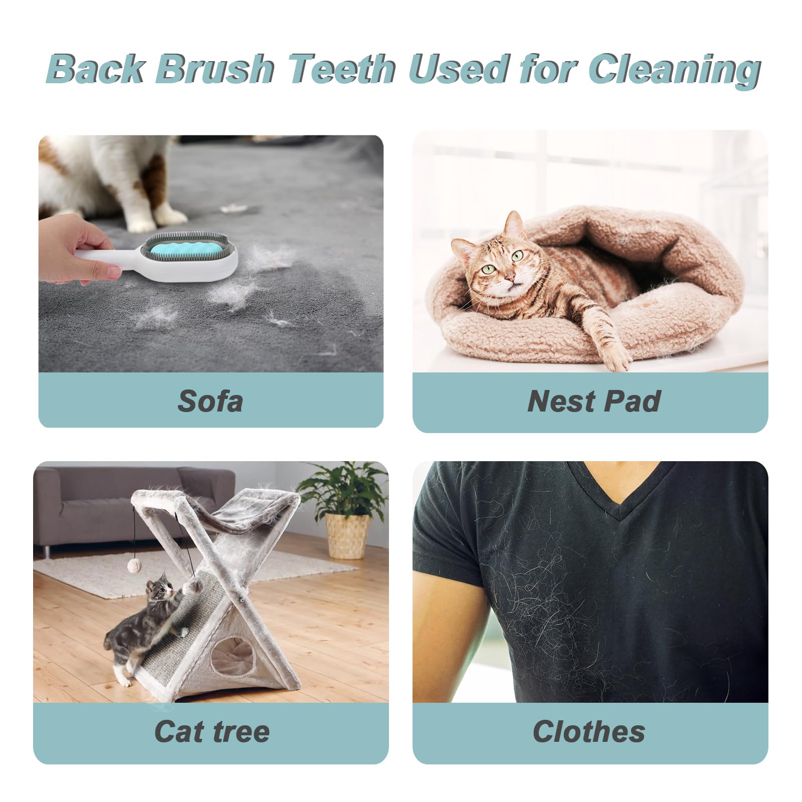DUMPILL Water Brush ABS teeth close-up for durable, skin-safe pet hair removal.