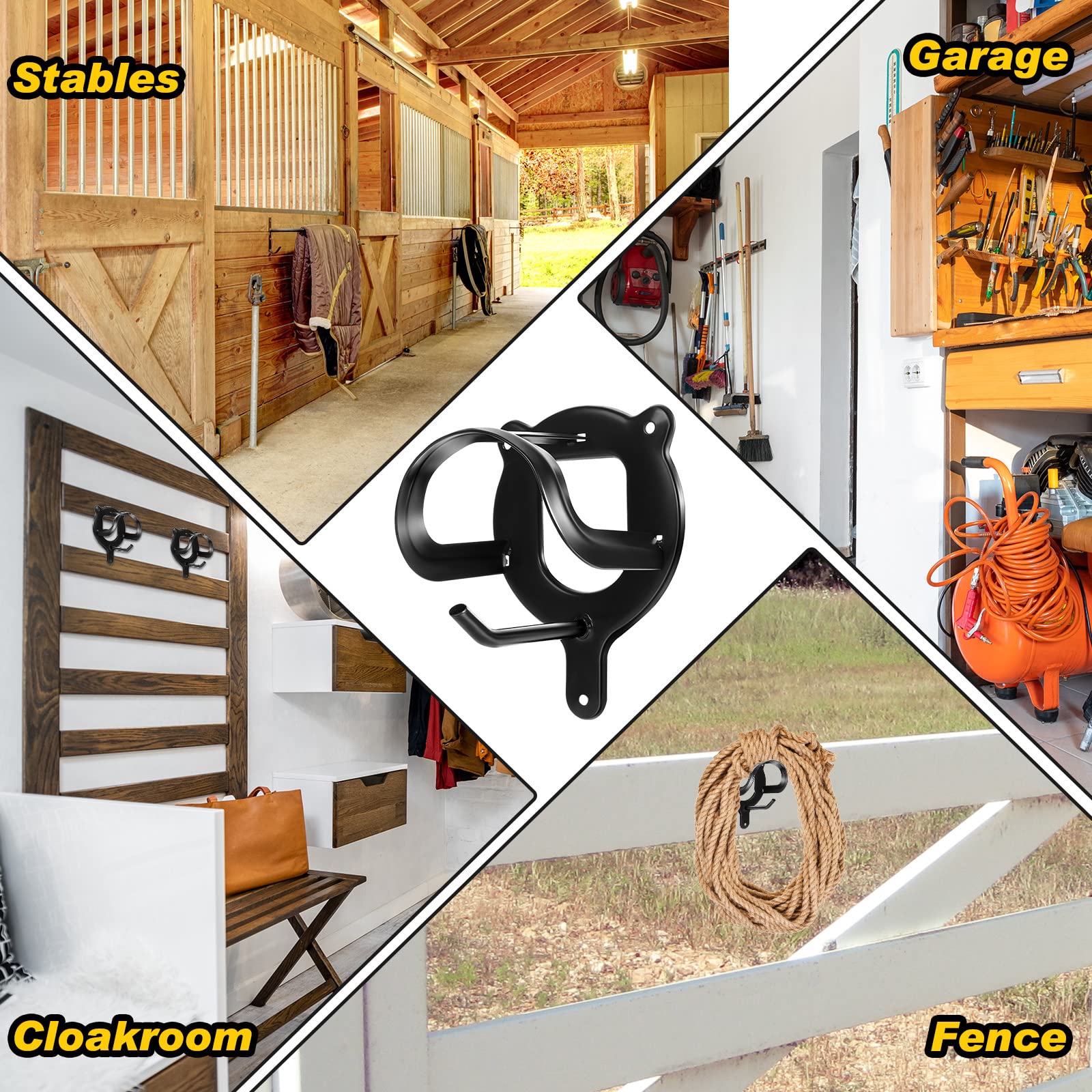 Dunzy cloakroom horse tack hanger provides compact hanging solution.