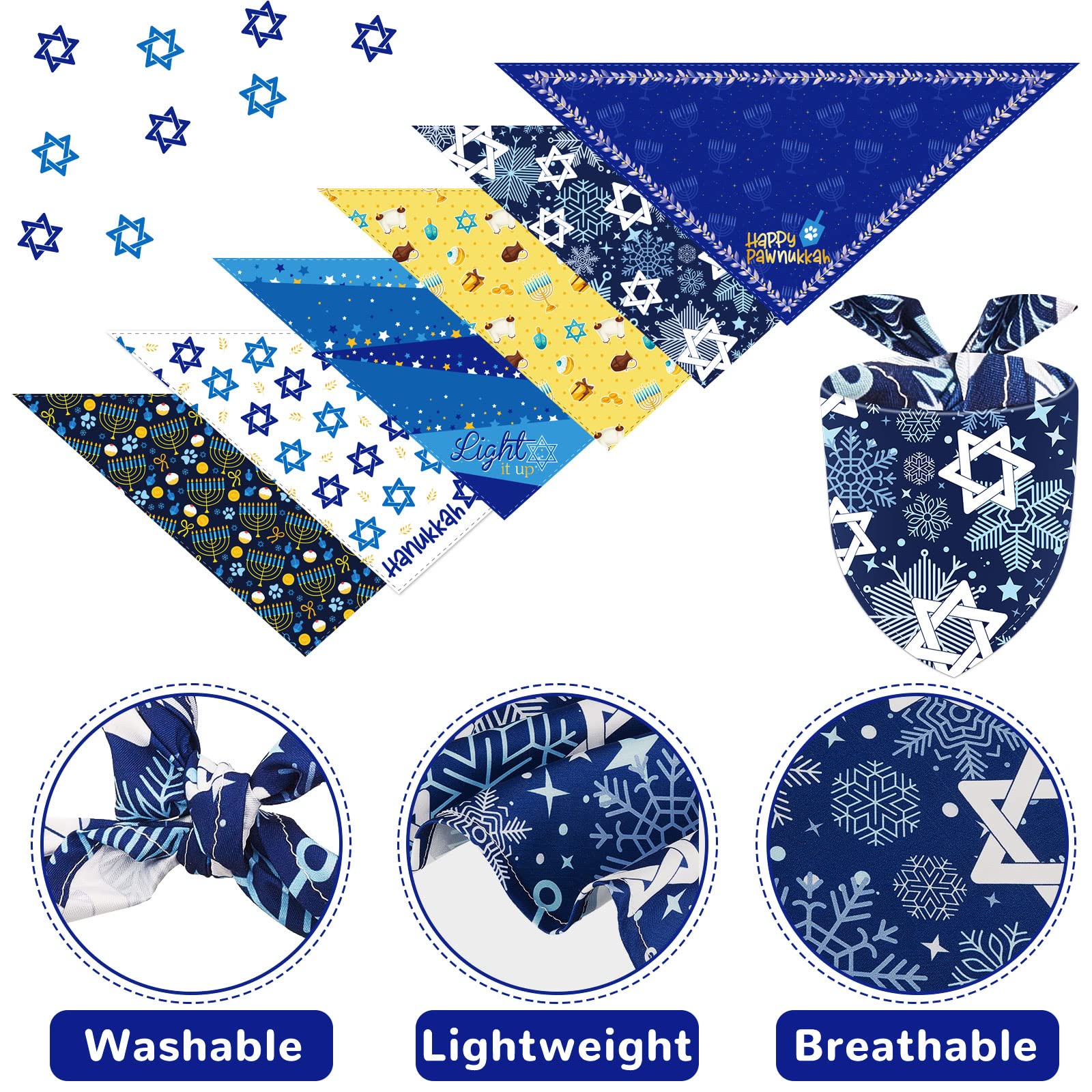 Dunzy Hanukkah dog bandana star of David design for cute seasonal style
