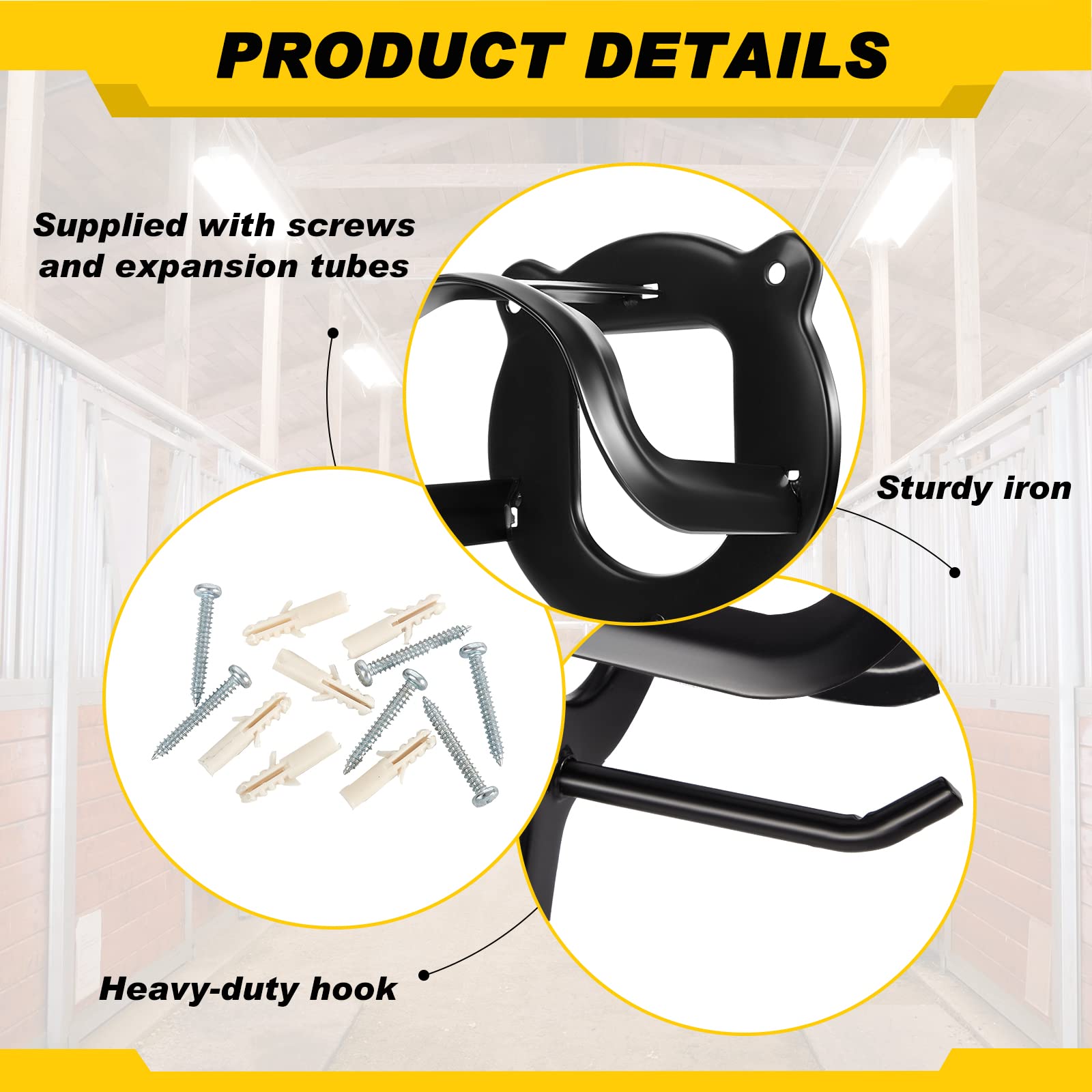 Dunzy metal halter hanger anti-rust finish supports heavy tack