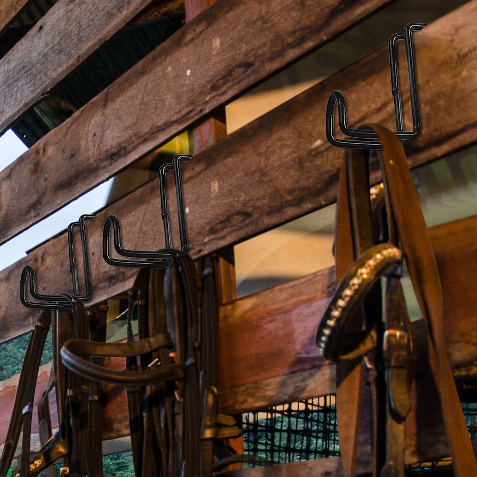 Dunzy stable organization hook keeps reins, coats, and gear tidy