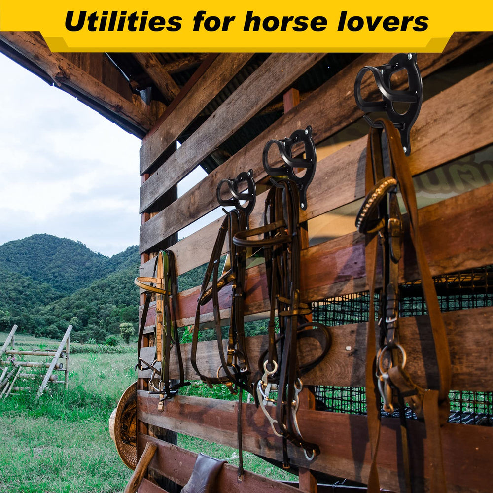 Dunzy stable tack storage in action keeps reins tidy after rides.