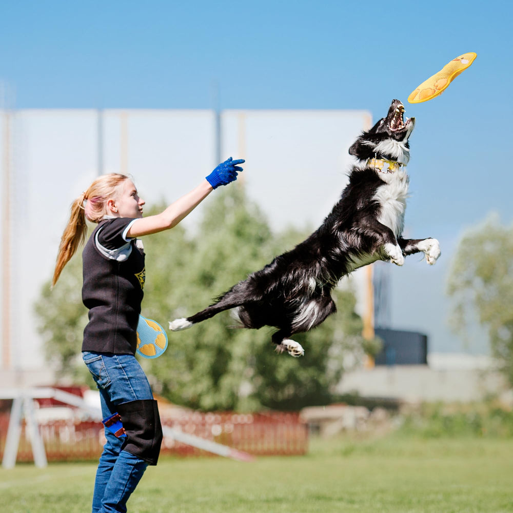 DURABITE duck squeaky toy yellow dog-interaction view showing bonding tug training benefits