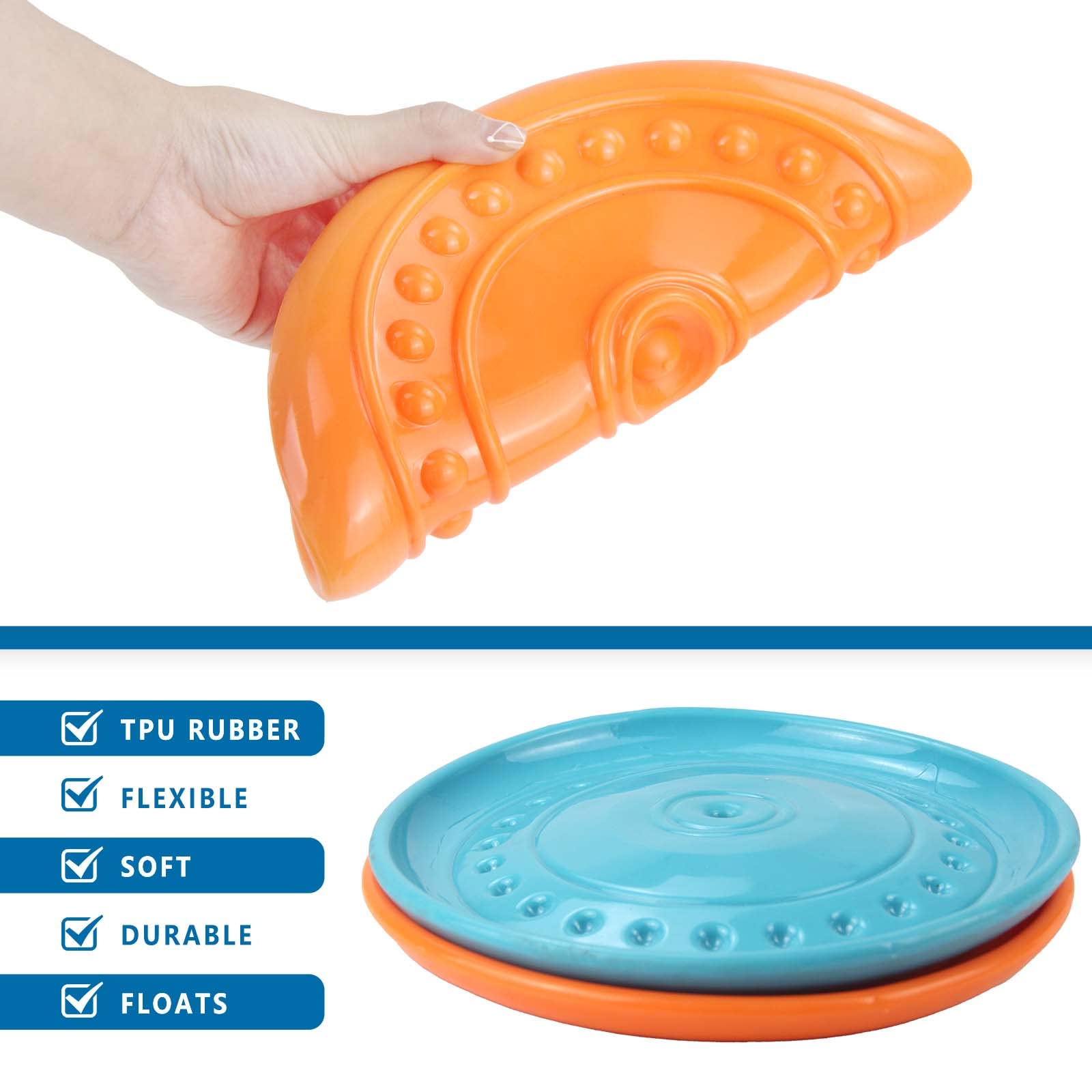 Durable Big Dog Toys soft rubber disc gentle on gums during fetch.