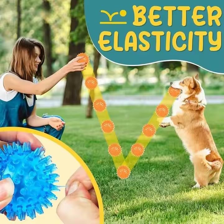 Durable-squeaky-dog-balls spike-ball-design suits aggressive chewers and long chew sessions.