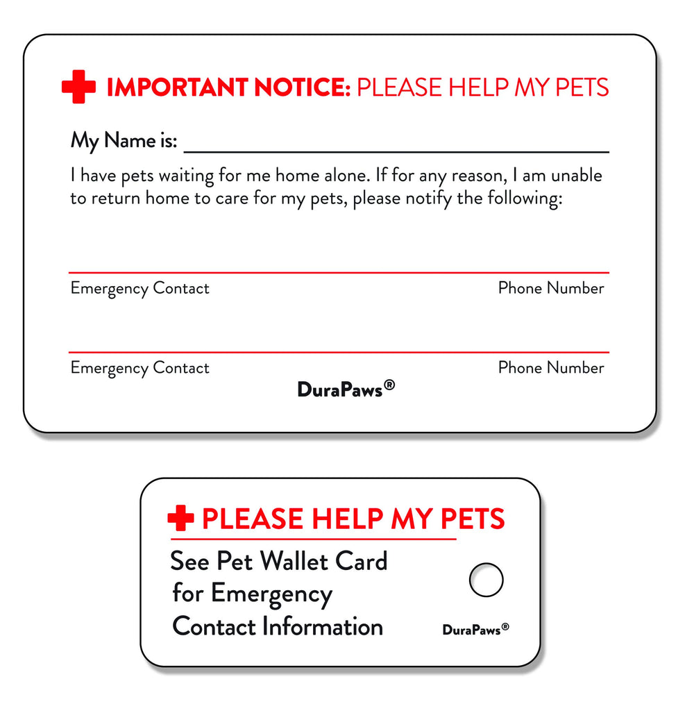 DuraPaws emergency alert key tag bright red for easy visibility to guide responders