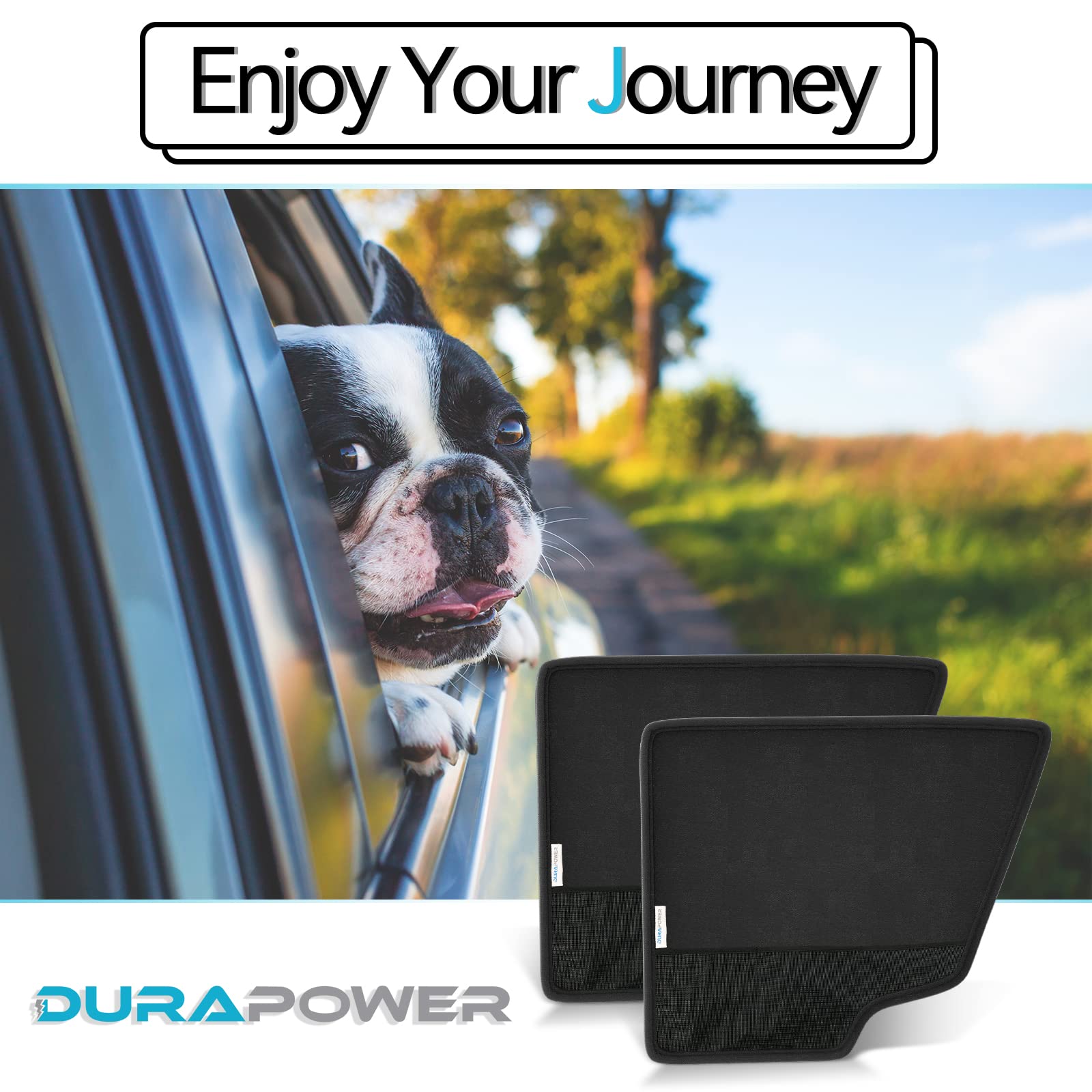 Durapower storage net bags hold water bottles and leashes within reach.