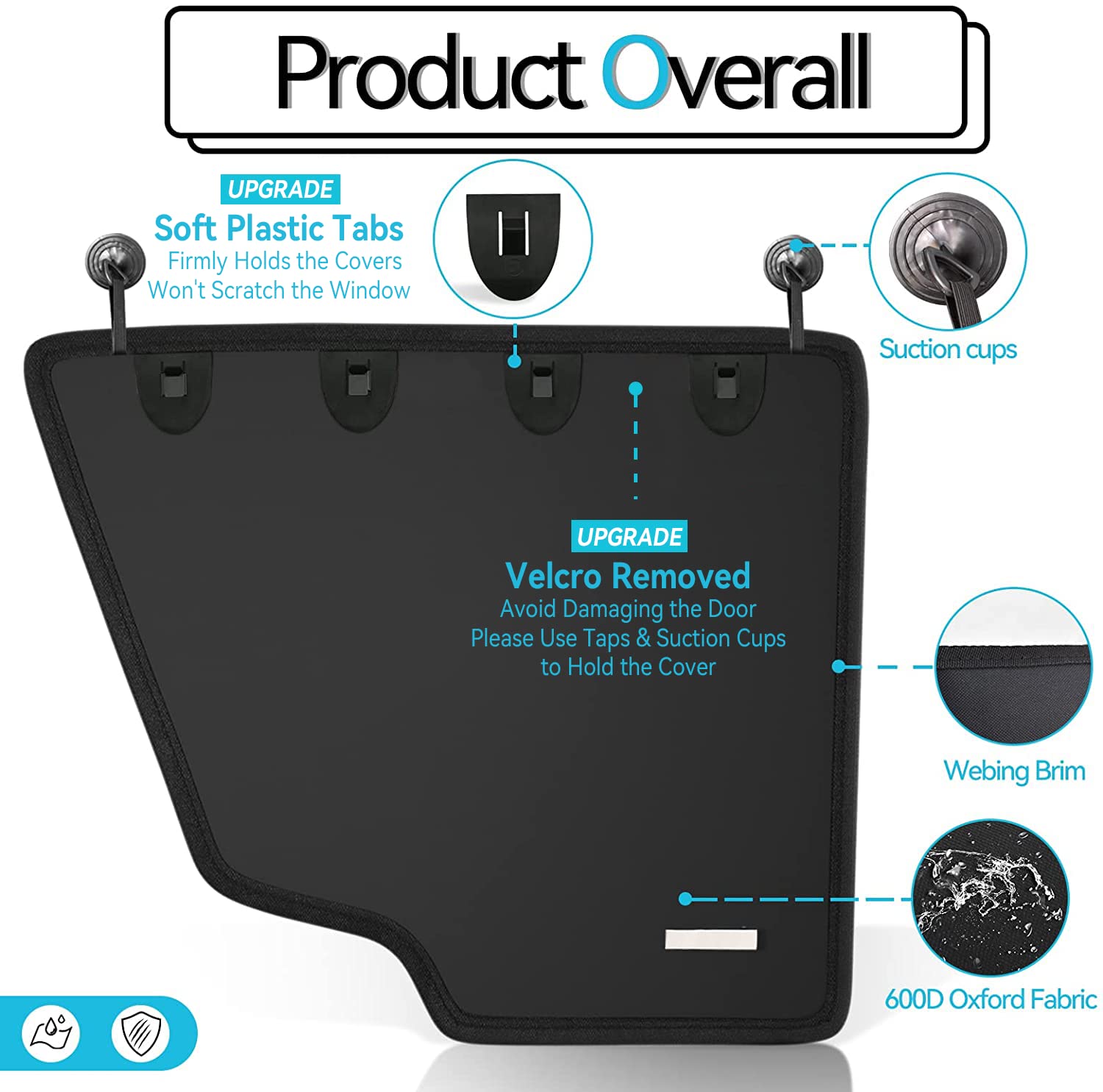 Durapower 600D waterproof fabric protects against mud and drool.
