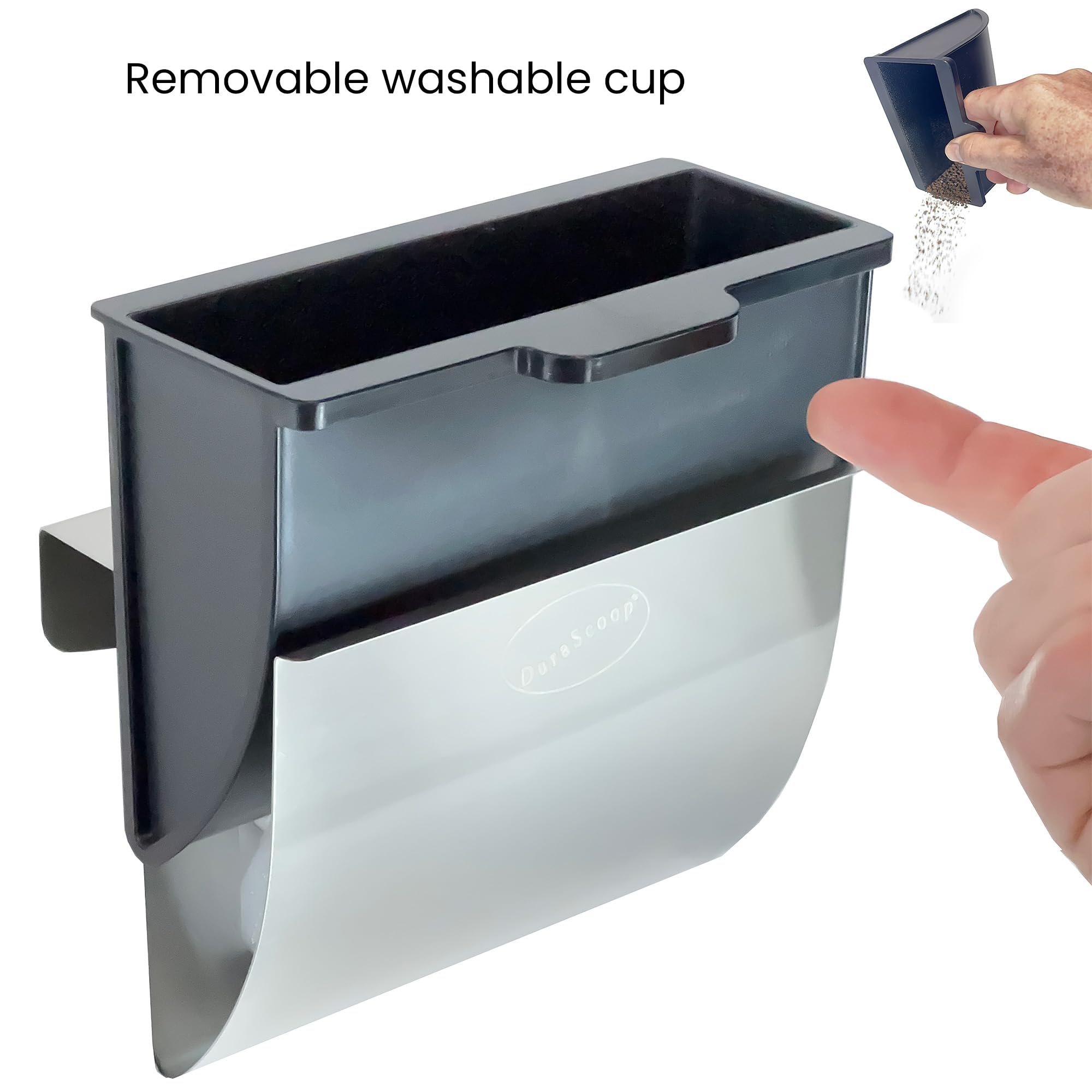DuraScoop removable washable cup simplifies hygienic cleaning.