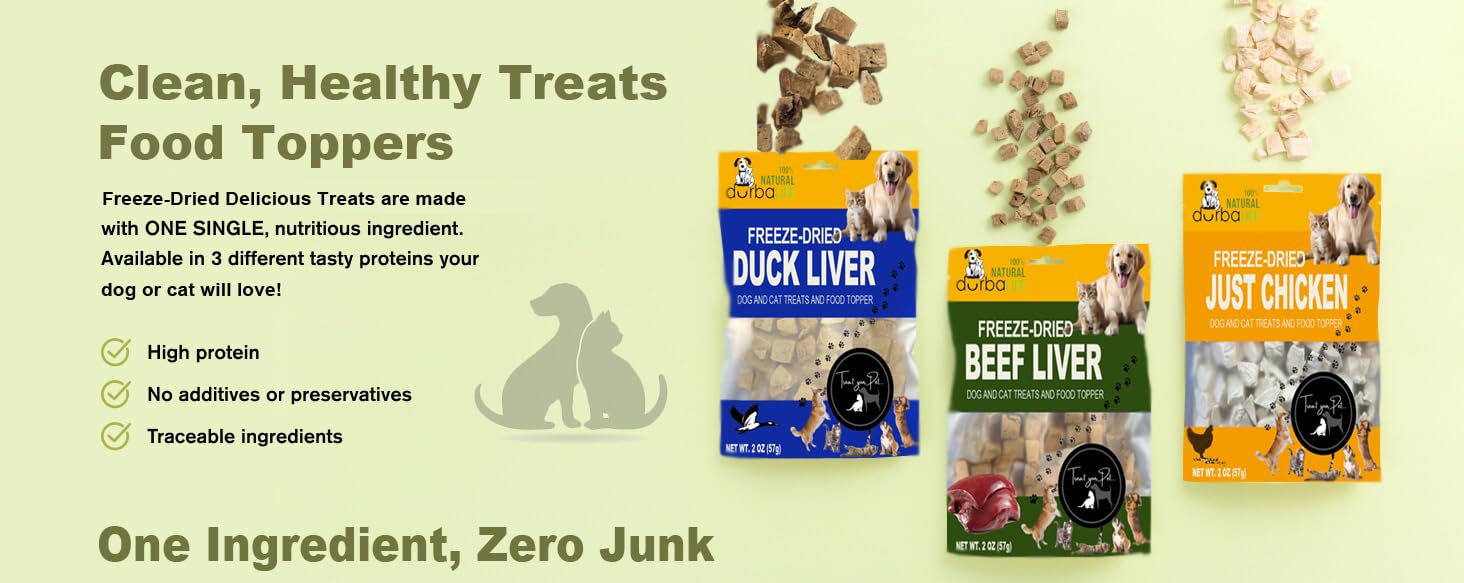 DurbaLife kitchen-scene with dog and cat snacks for daily rewards