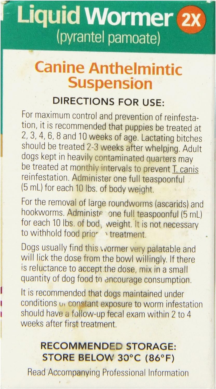 Durvet 2X Liquid Wormer puppy-dosing shows easy administration for young dogs.