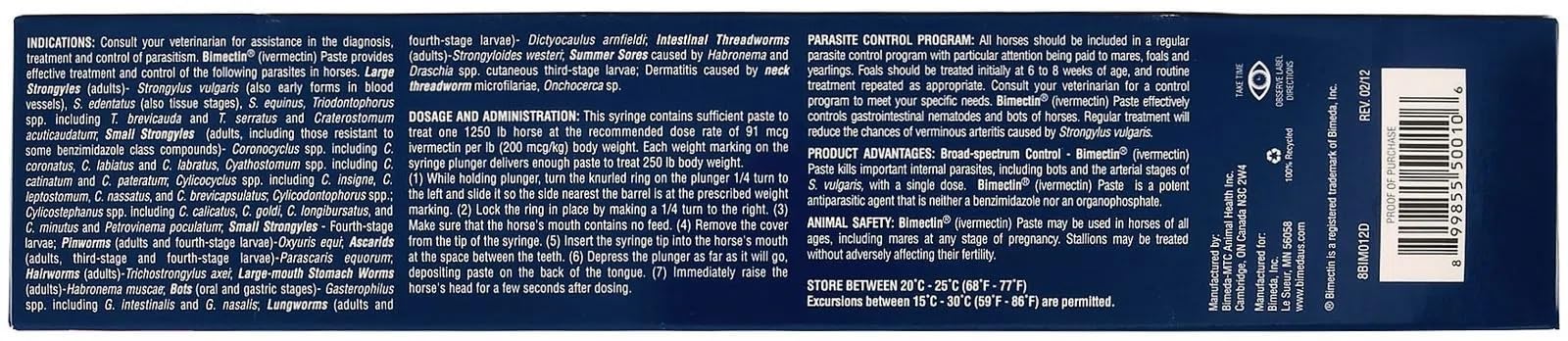Durvet Bimectin apple flavored paste wormer packaging shown for easy use.