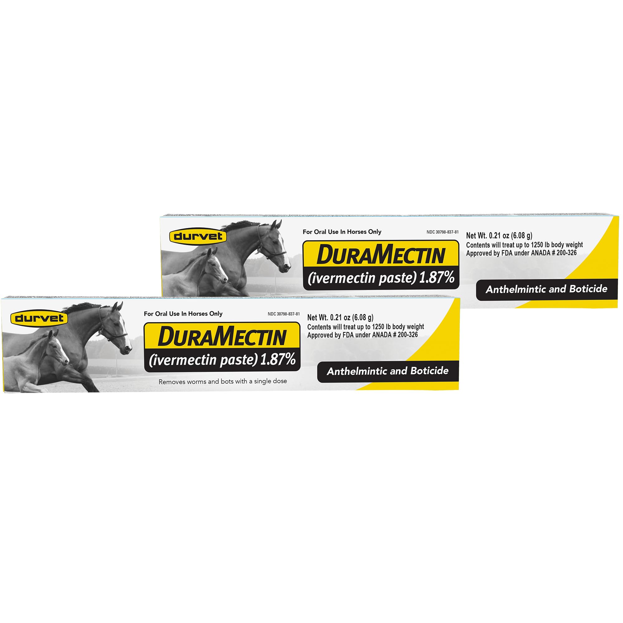 Durvet Duramectin box front shows packaging for convenient equine parasite treatment.