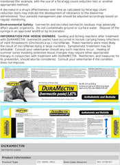 Durvet Duramectin paste label detail highlighting safety for mares during pregnancy.