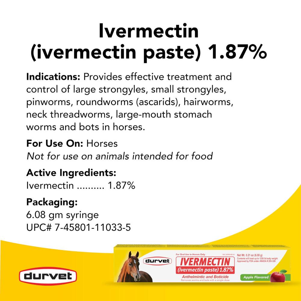 Durvet Ivermectin Paste horse-administered scene, supports broad parasite management when used as directed.
