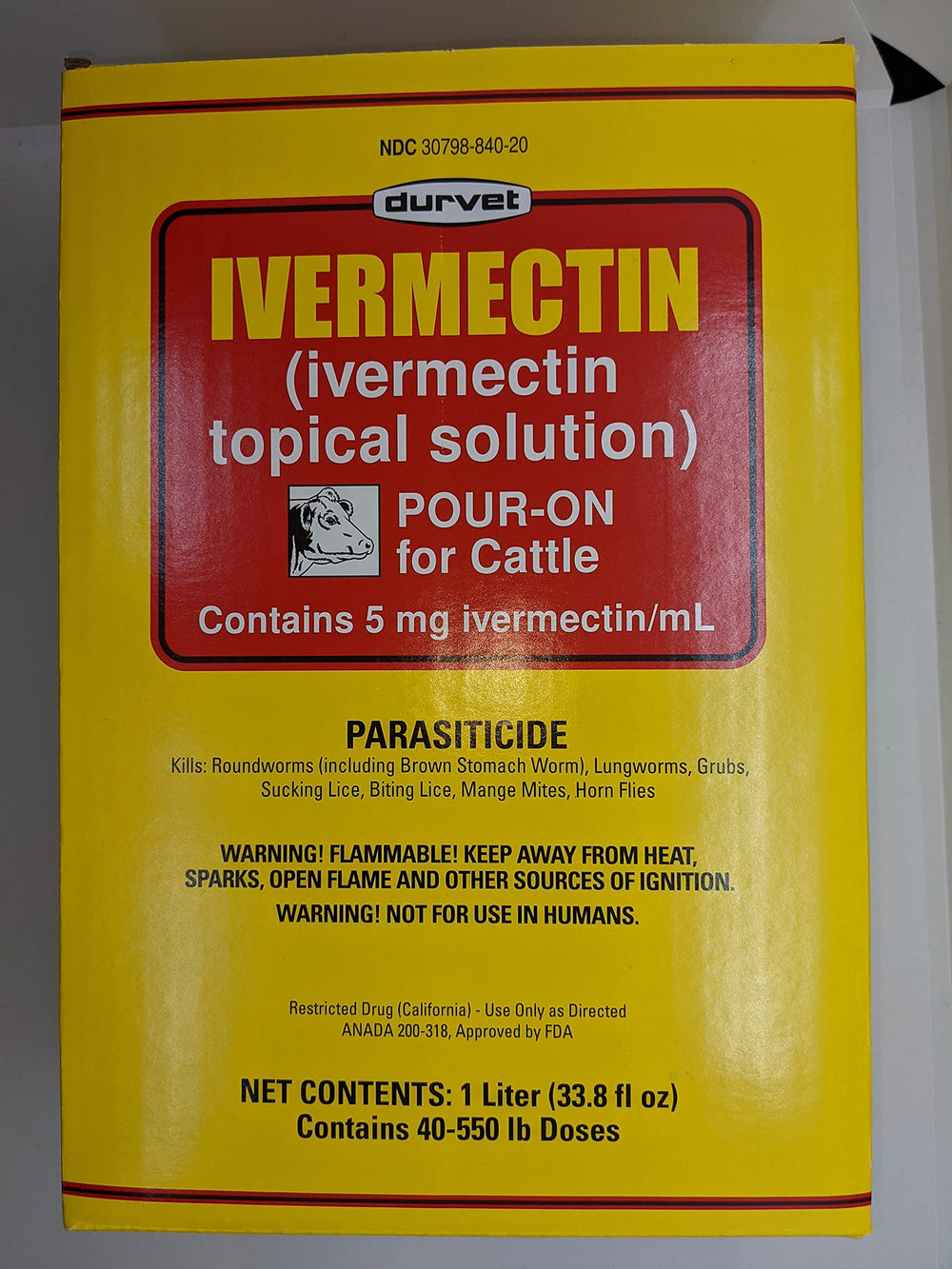 Durvet Ivermectin Pour-On application along backline shows easy-dose method.