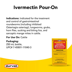 Durvet Ivermectin Pour-On label shows cattle treatment directions