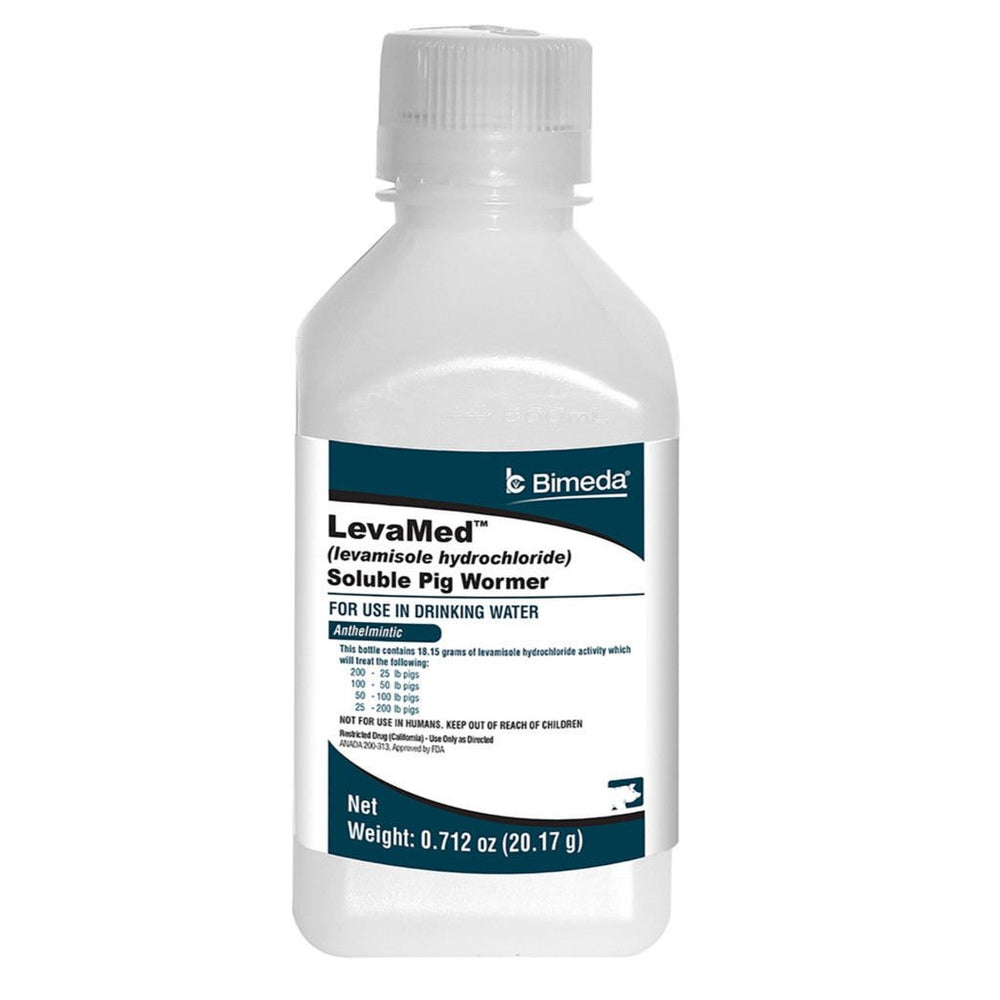 Durvet Levamed soluble pig wormer bottle ready to mix for on-farm worm control