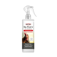 Durvet No Pick'n for Chickens bottle—8oz size helps reduce pecking and cannibalism in flocks.