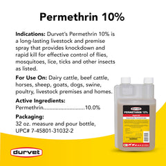 Durvet permethrin EC 10% concentrate pouring-spout image shows simple application at home.