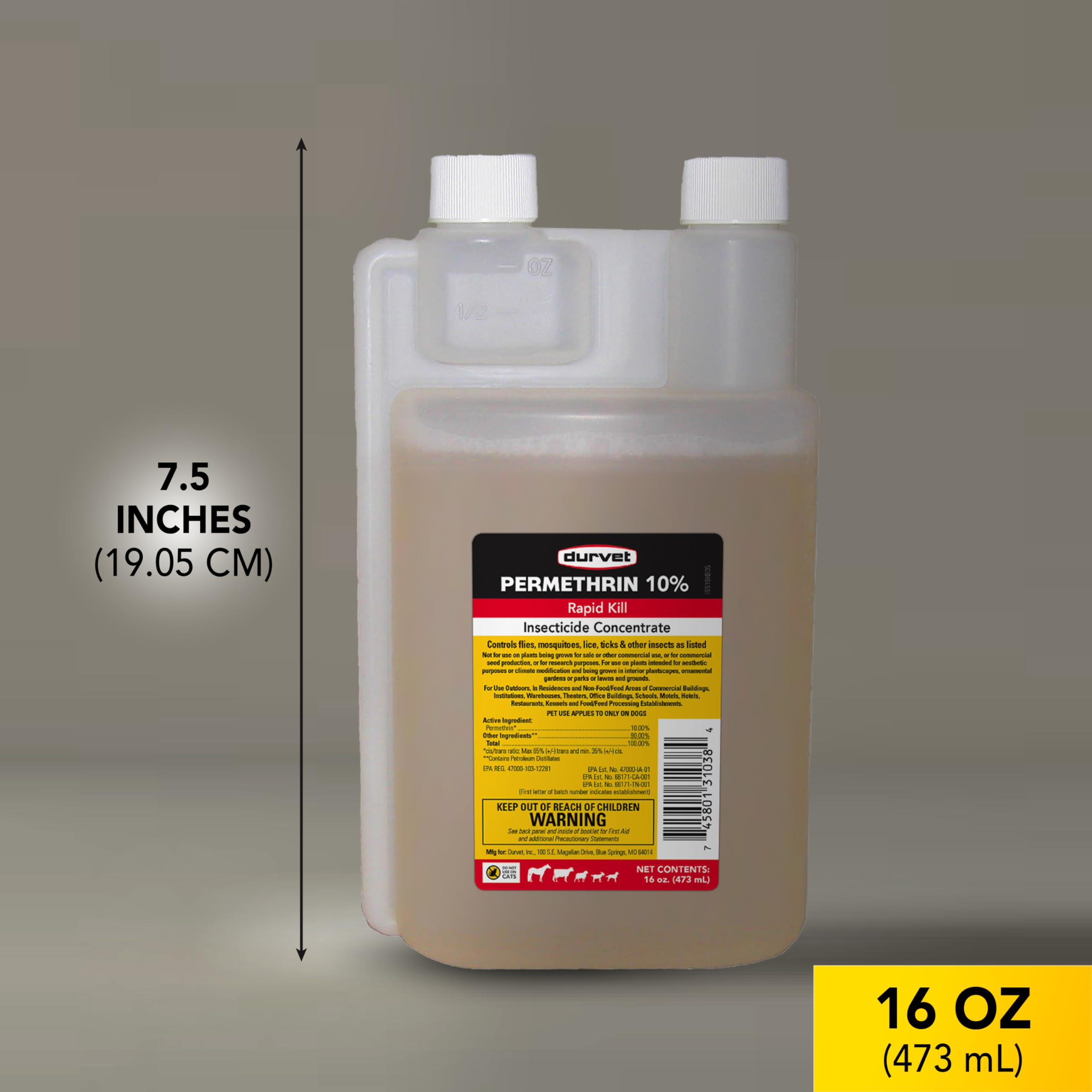 Durvet Permethrin EC 10% label close-up with usage guidance