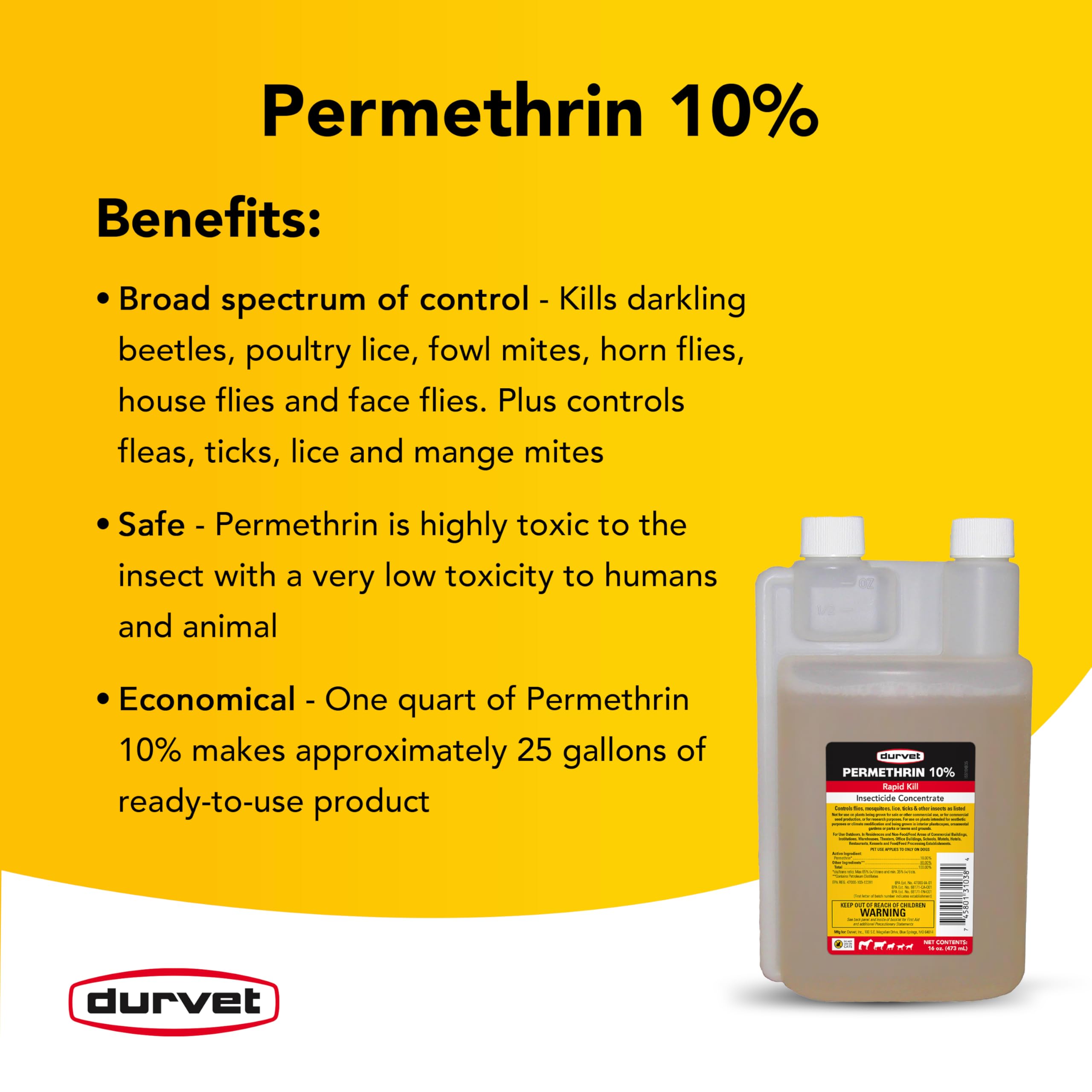Durvet Permethrin EC 10% safety label detail for safety awareness