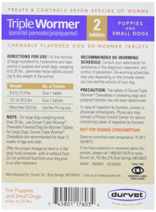 Durvet Triple Wormer chewables close-up highlights easy-administer tablets for pets.