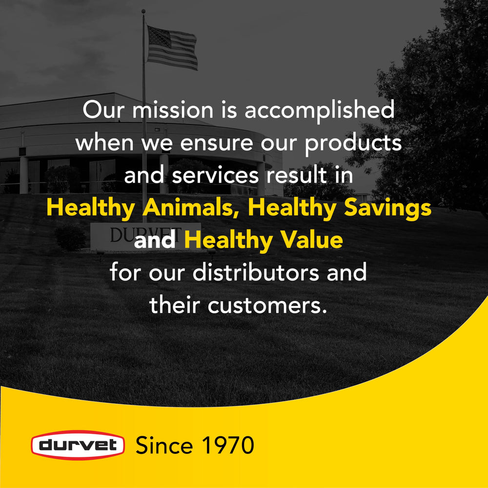 Durvet small-dog packaging with dosing guide supports responsible pet care.