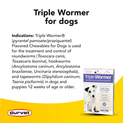 Durvet small-dog friendly chewables shown for simple, non-prescription dosing.