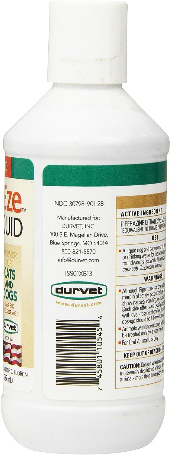 Durvet WormEze liquid safe for puppies and kittens over 6 weeks