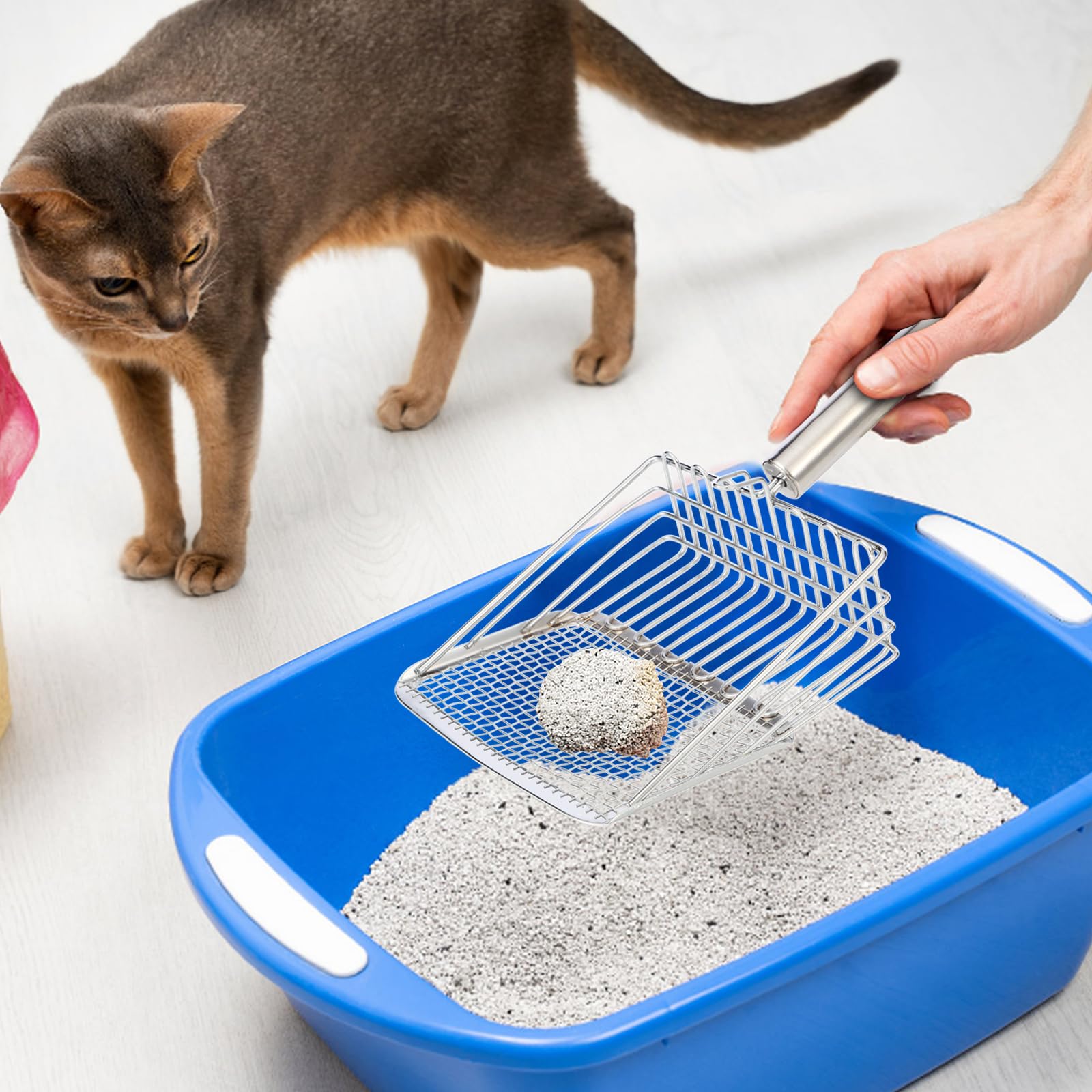 DUSTNIX cat litter scoop deep-1-95-in-bowl facilitates efficient clump separation.