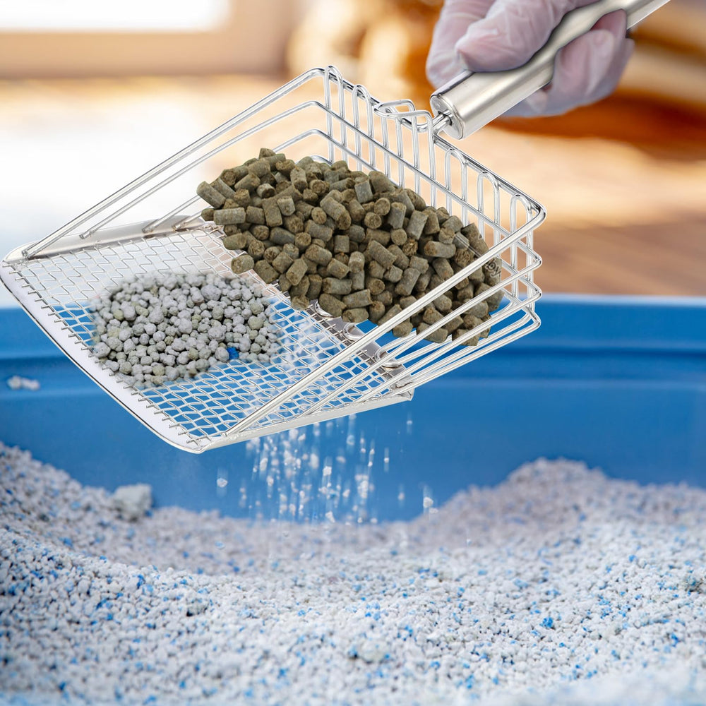 DUSTNIX cat litter scoop stainless-steel-construction endures daily use without corrosion.