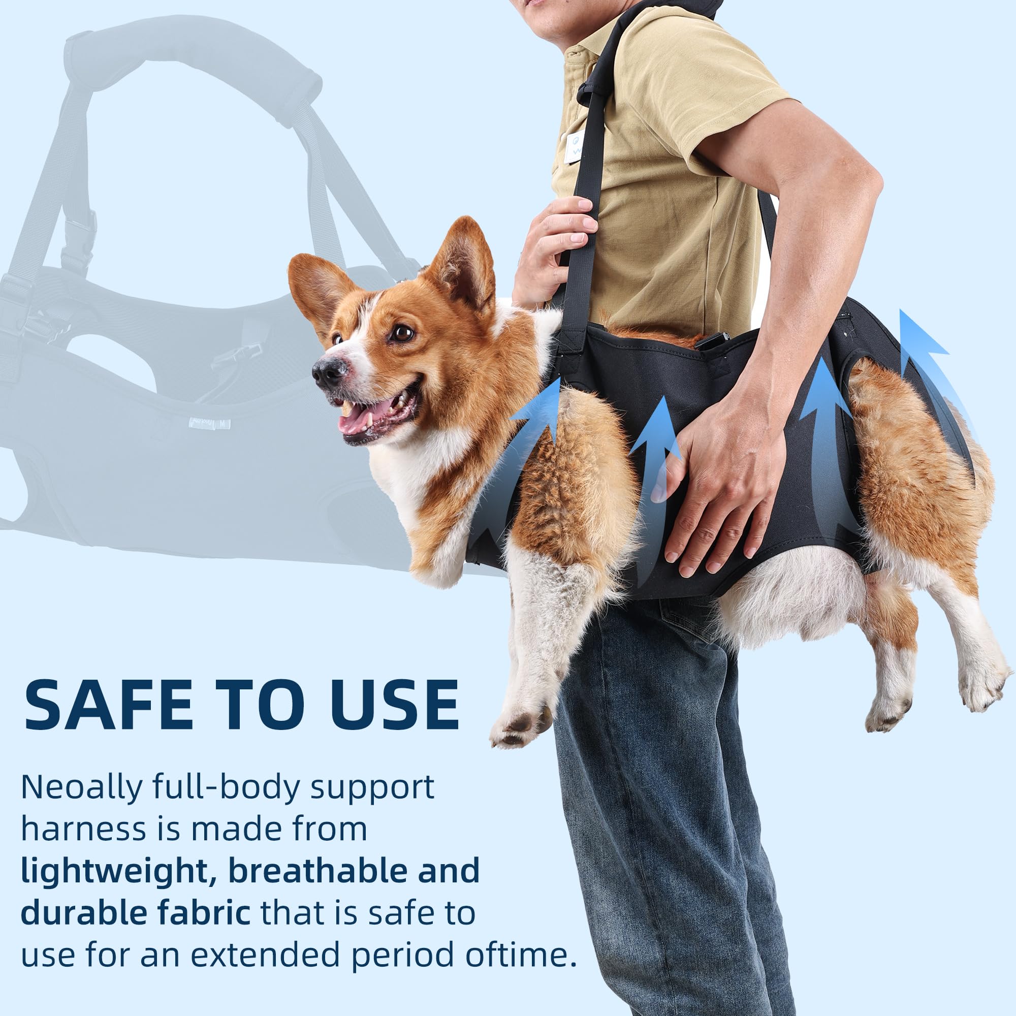 Duuclume Dog Lift Harness adjustable straps ensure secure lifting.