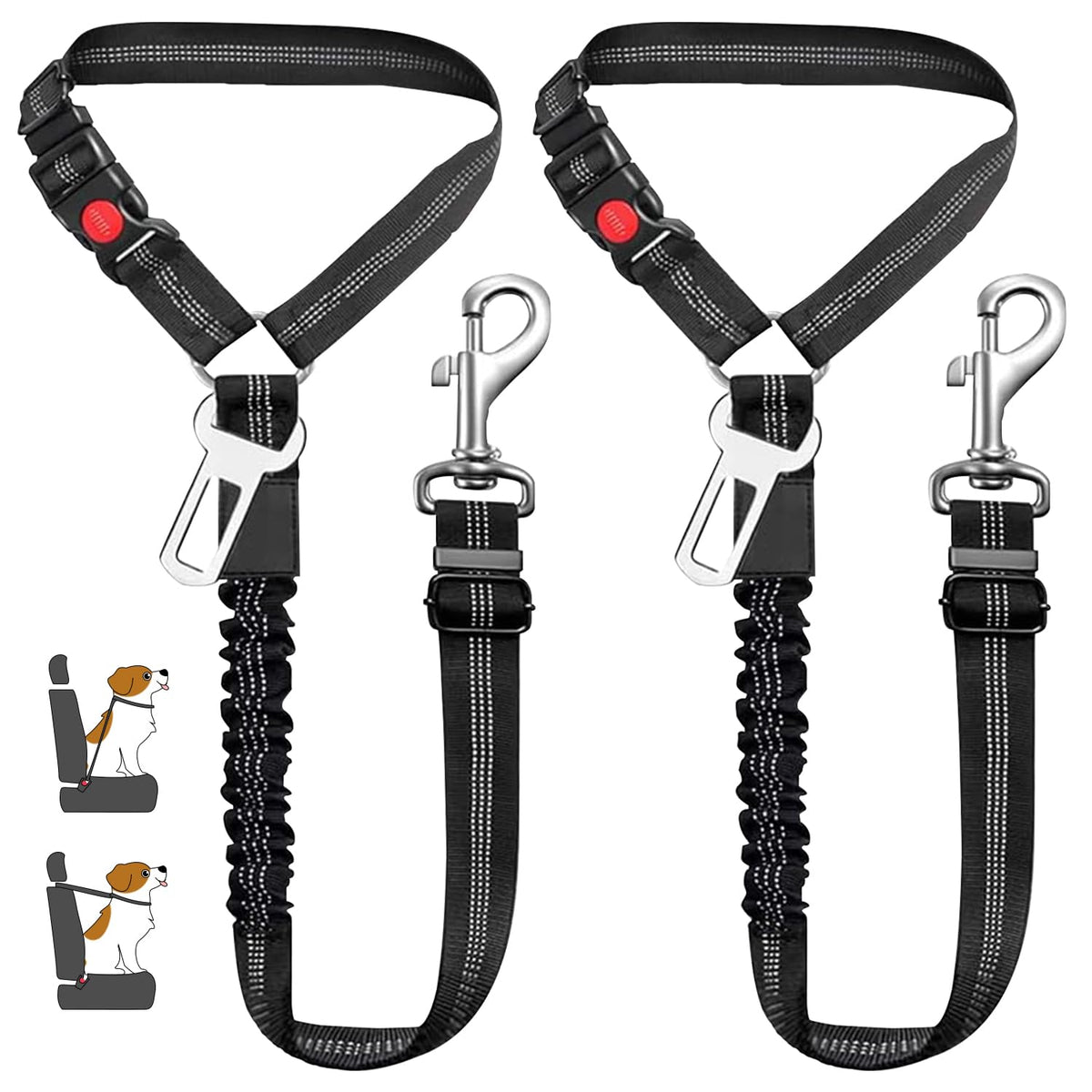 DVEDO vehicle harnesses two-pack car restraint in-car setup for pet safety