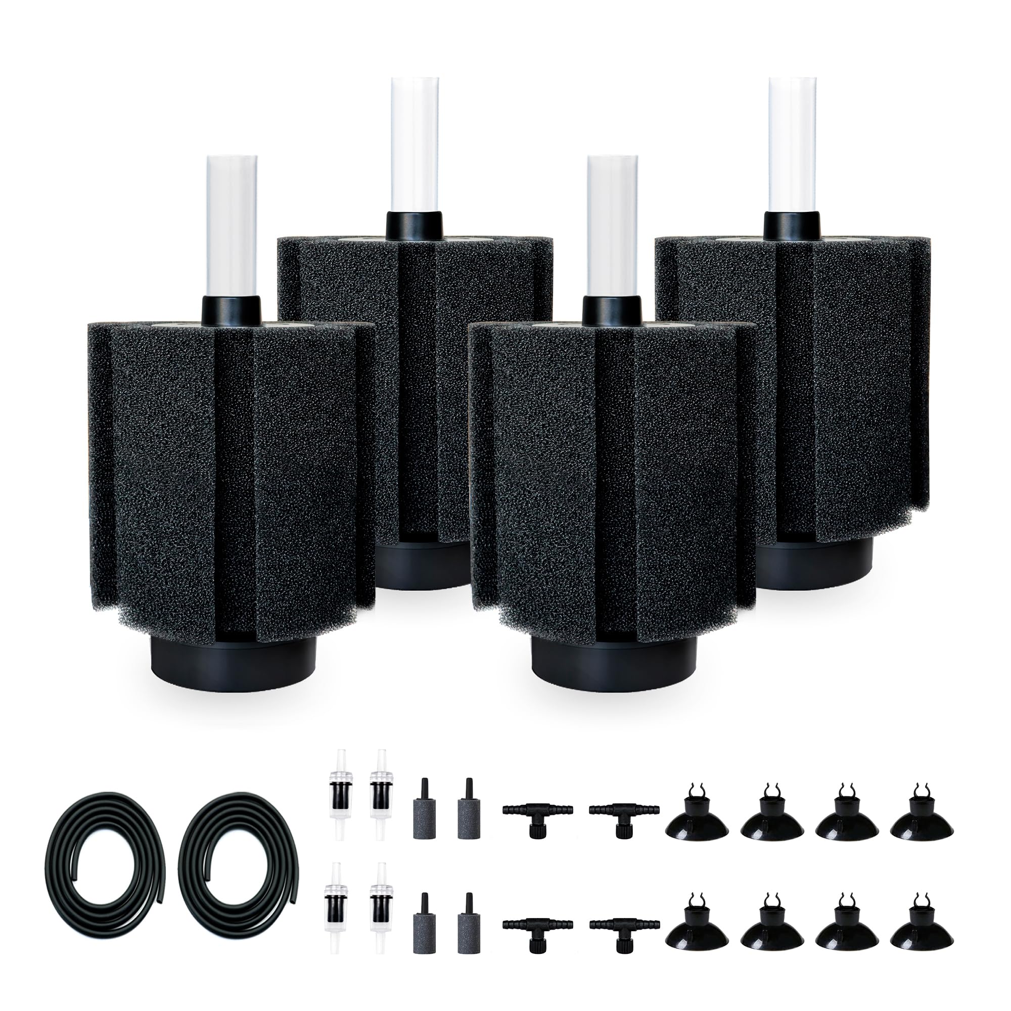 DVHEY aquarium sponge filter front view for quiet, space-saving filtration