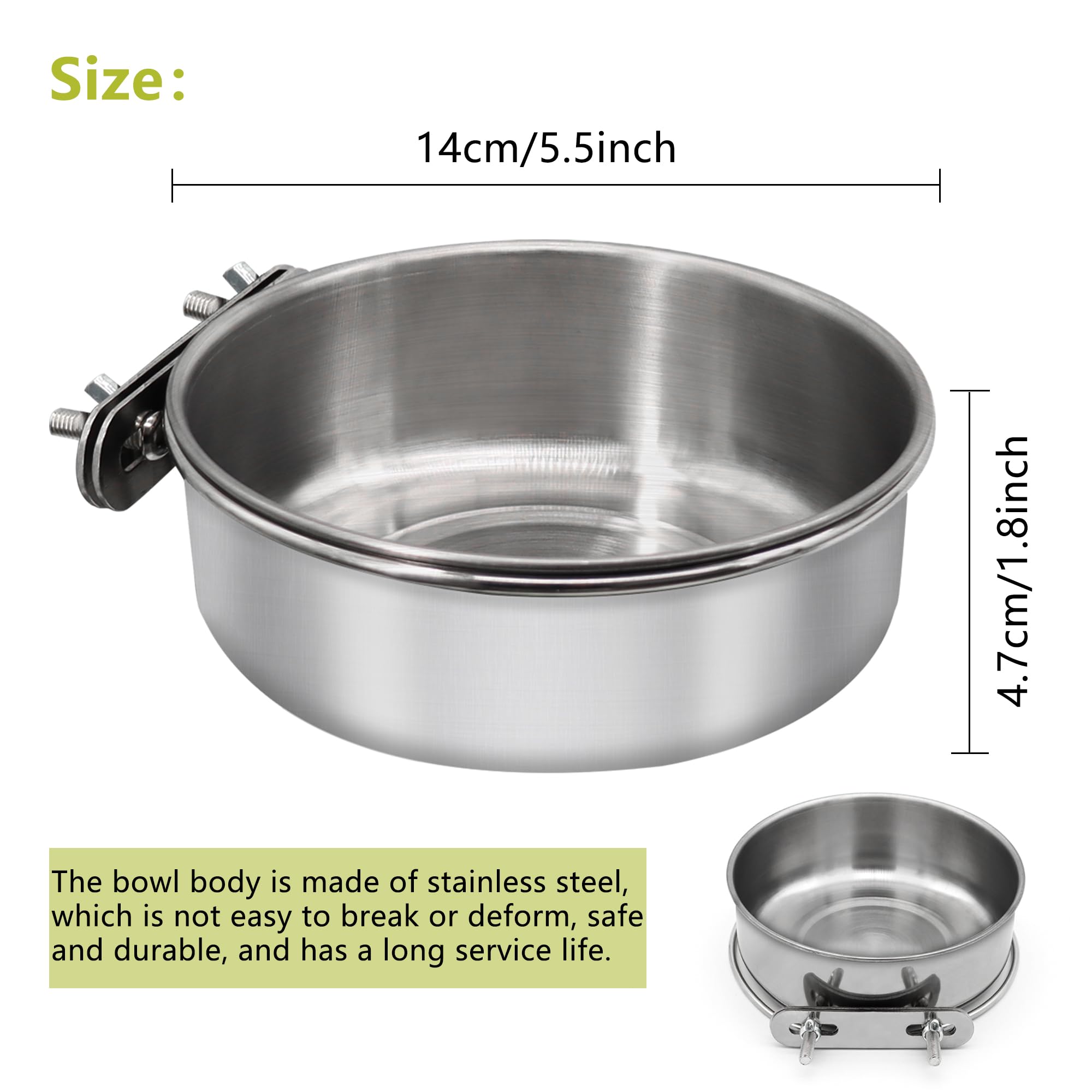 DVHEY bird cage clamp holder shown securing a parrot bowl to the bars, reducing spills.