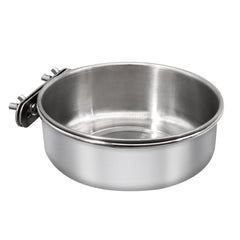 DVHEY large stainless steel bird feeding dish mounted inside a cage with an easy clamp holder.