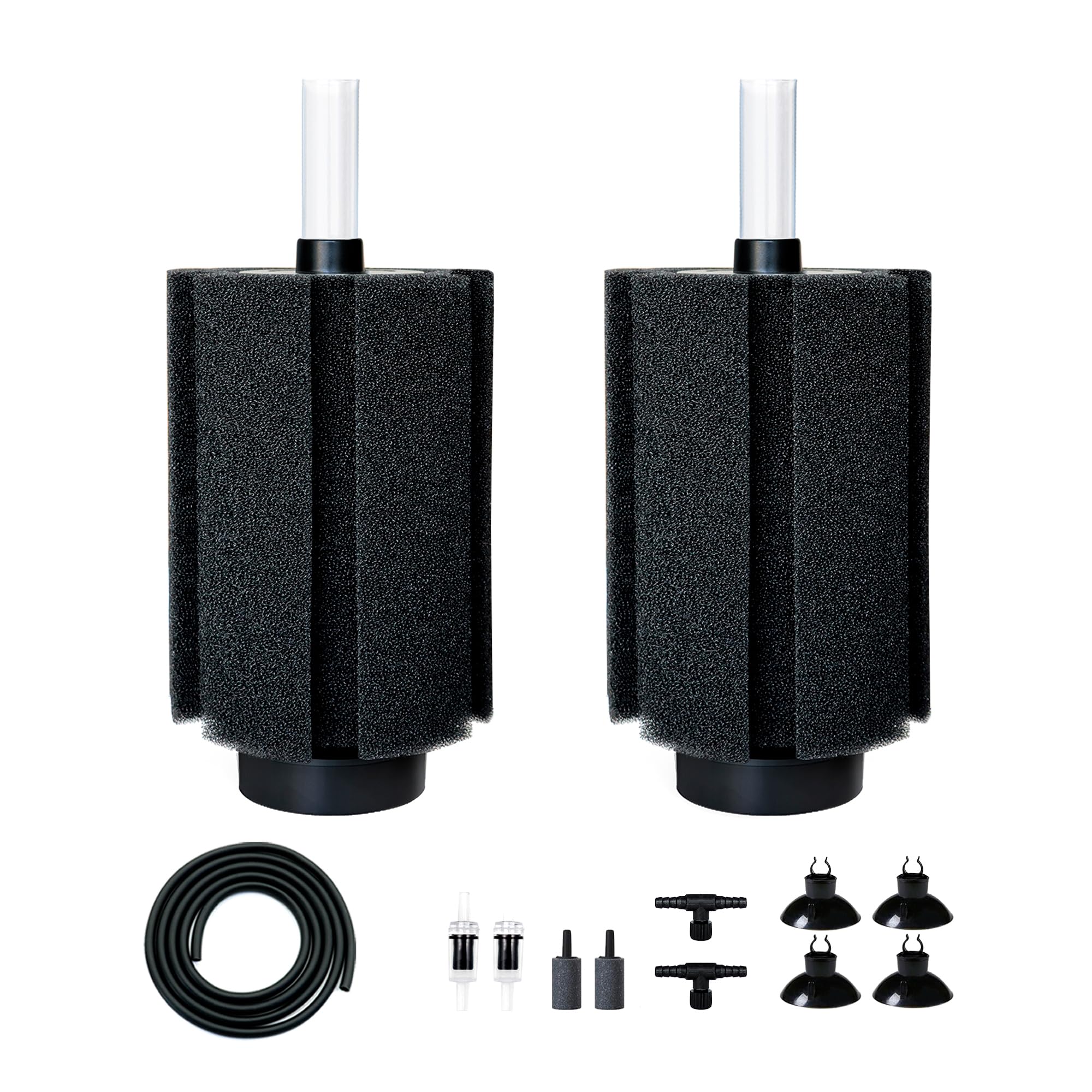 DVHEY sponge filter close-up shows ceramic media for improved tank filtration.