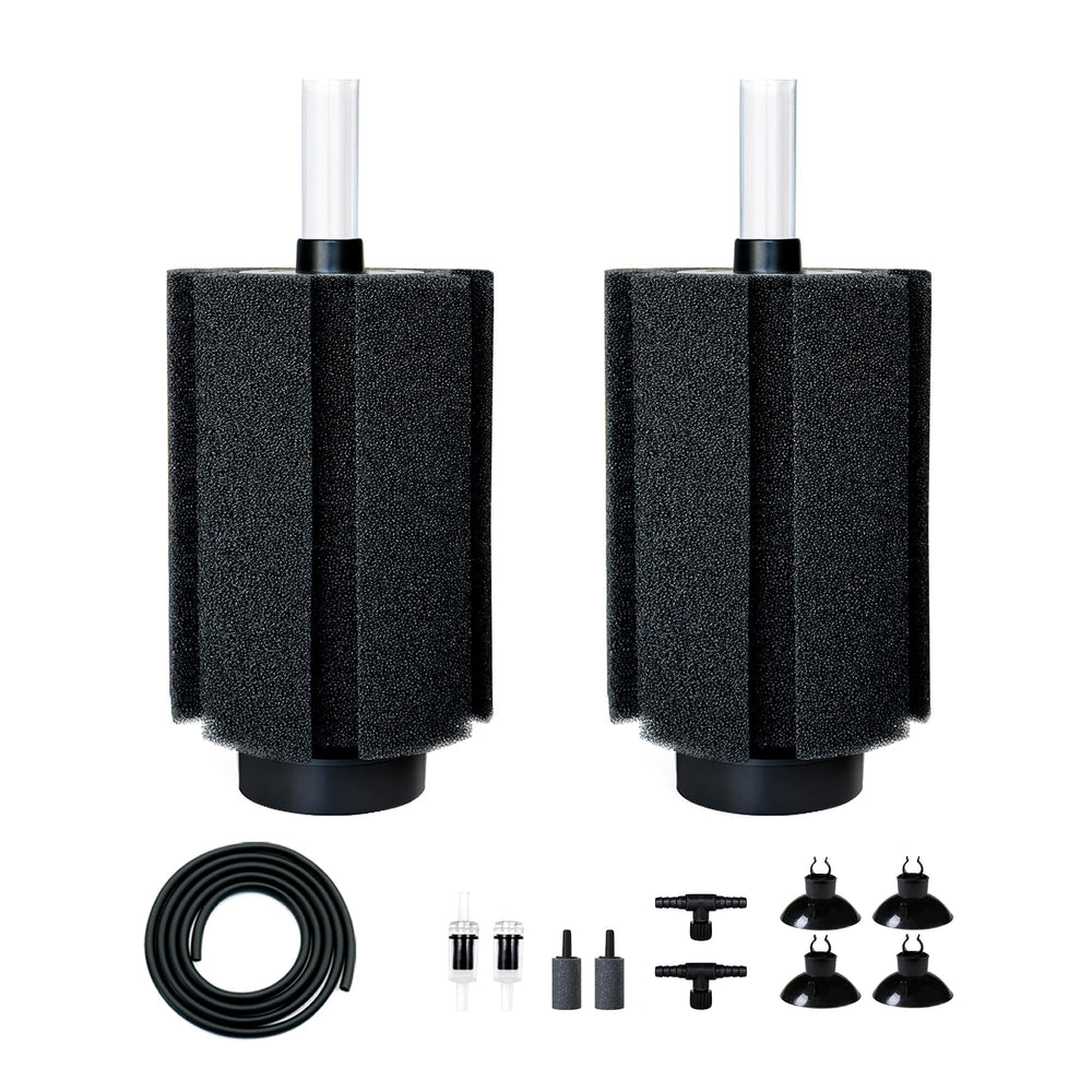 DVHEY sponge filter close-up shows ceramic media for improved tank filtration.
