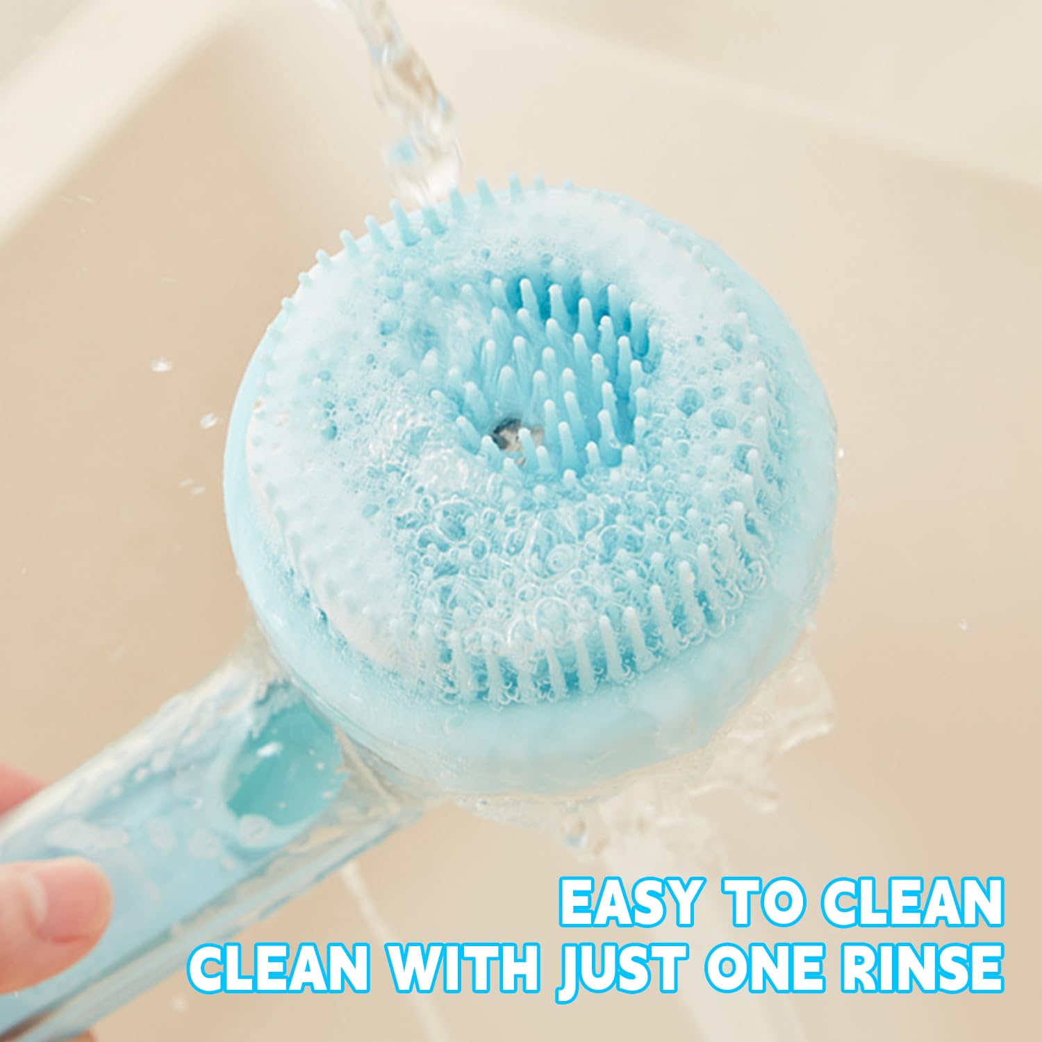 DVHNMK blue pet bath brush stays visible in tub and eases bath time
