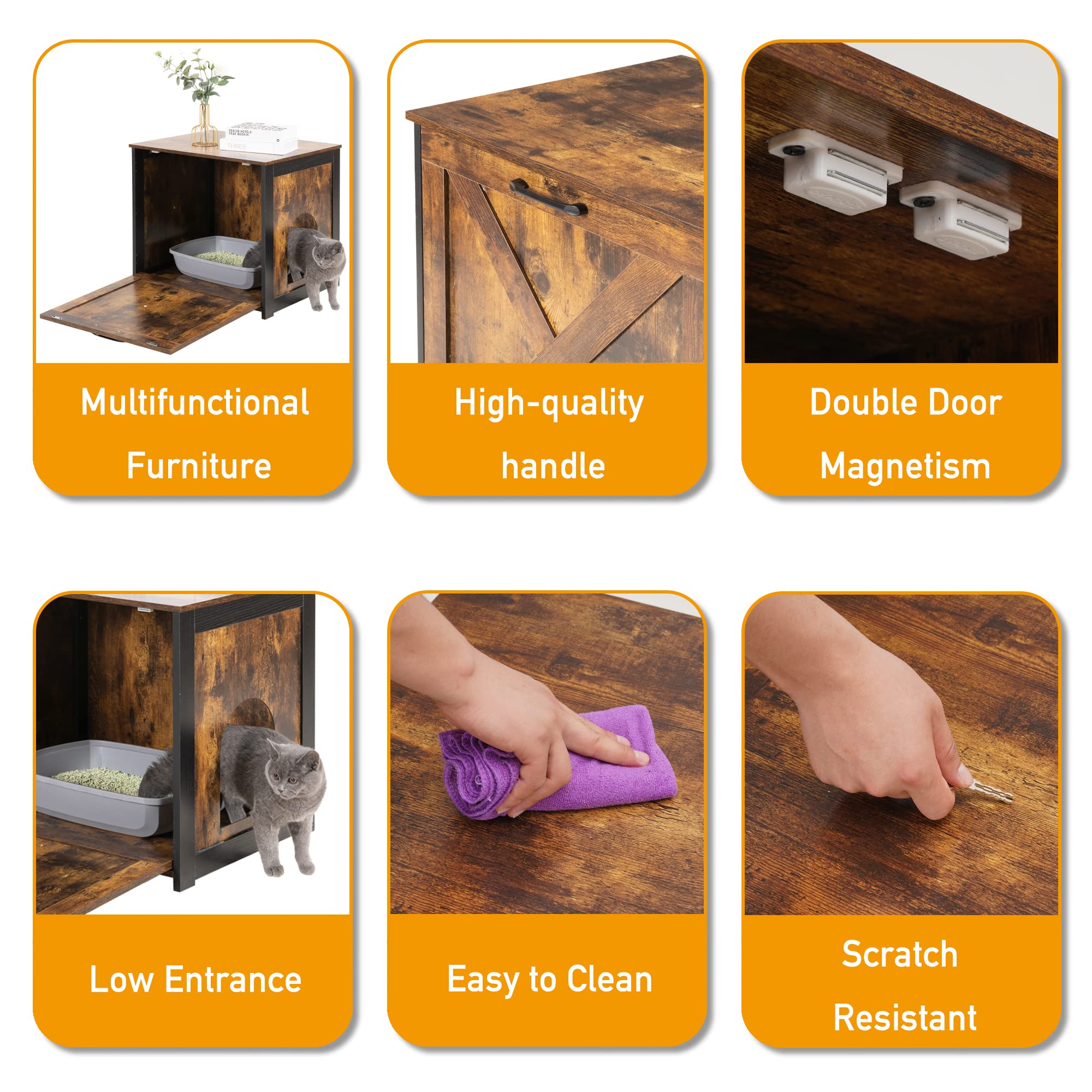 Dwanton Cat Litter Box Furniture interior space reveals ample 21.6 x 18.2 x 19.7 inches