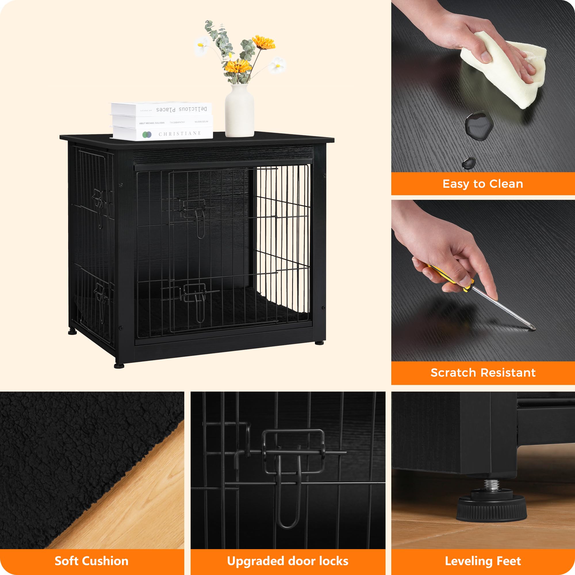Dwanton crate adjustable feet keep the unit stable on uneven floors.