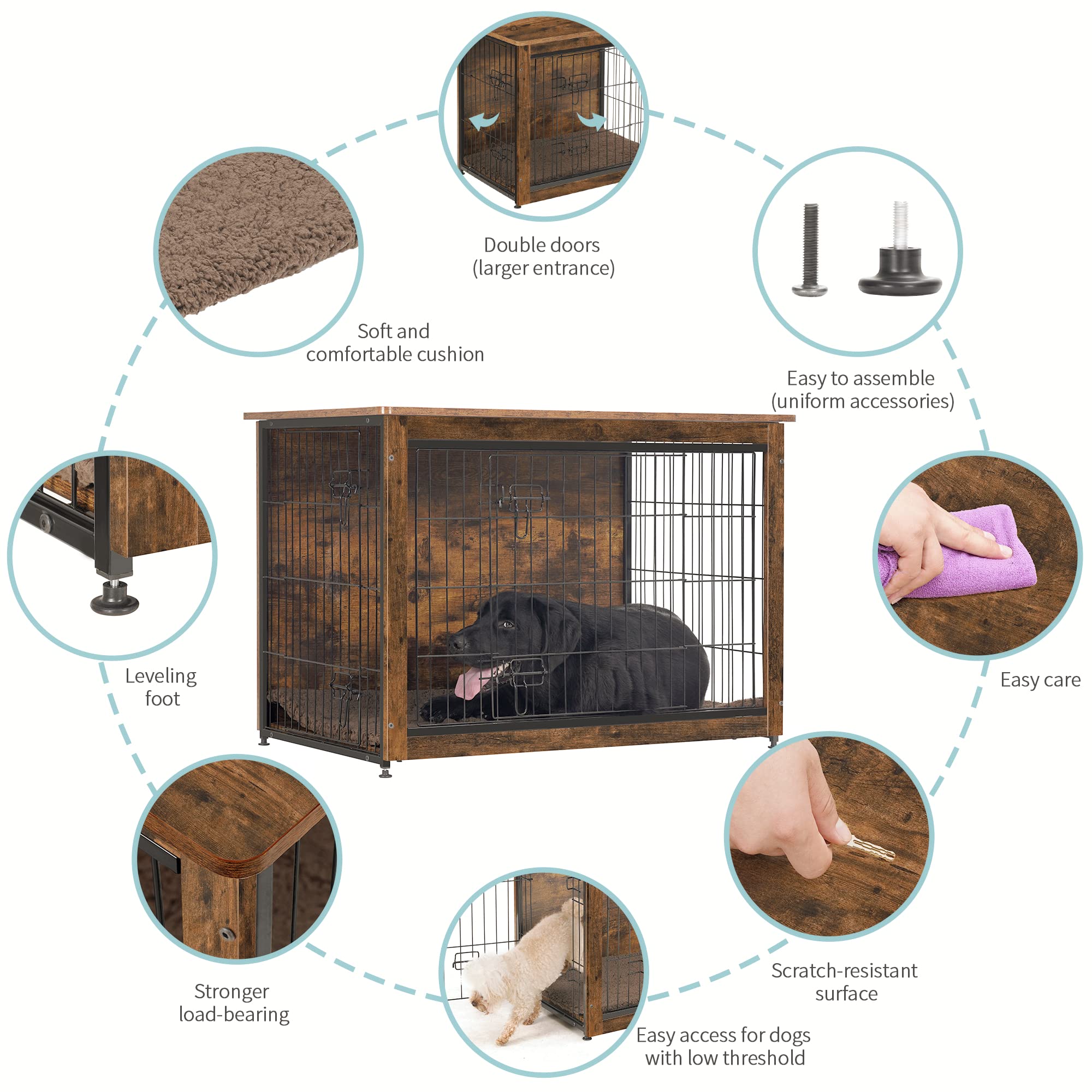 Dwanton dog crate cushion provides cozy sleep and pet comfort.