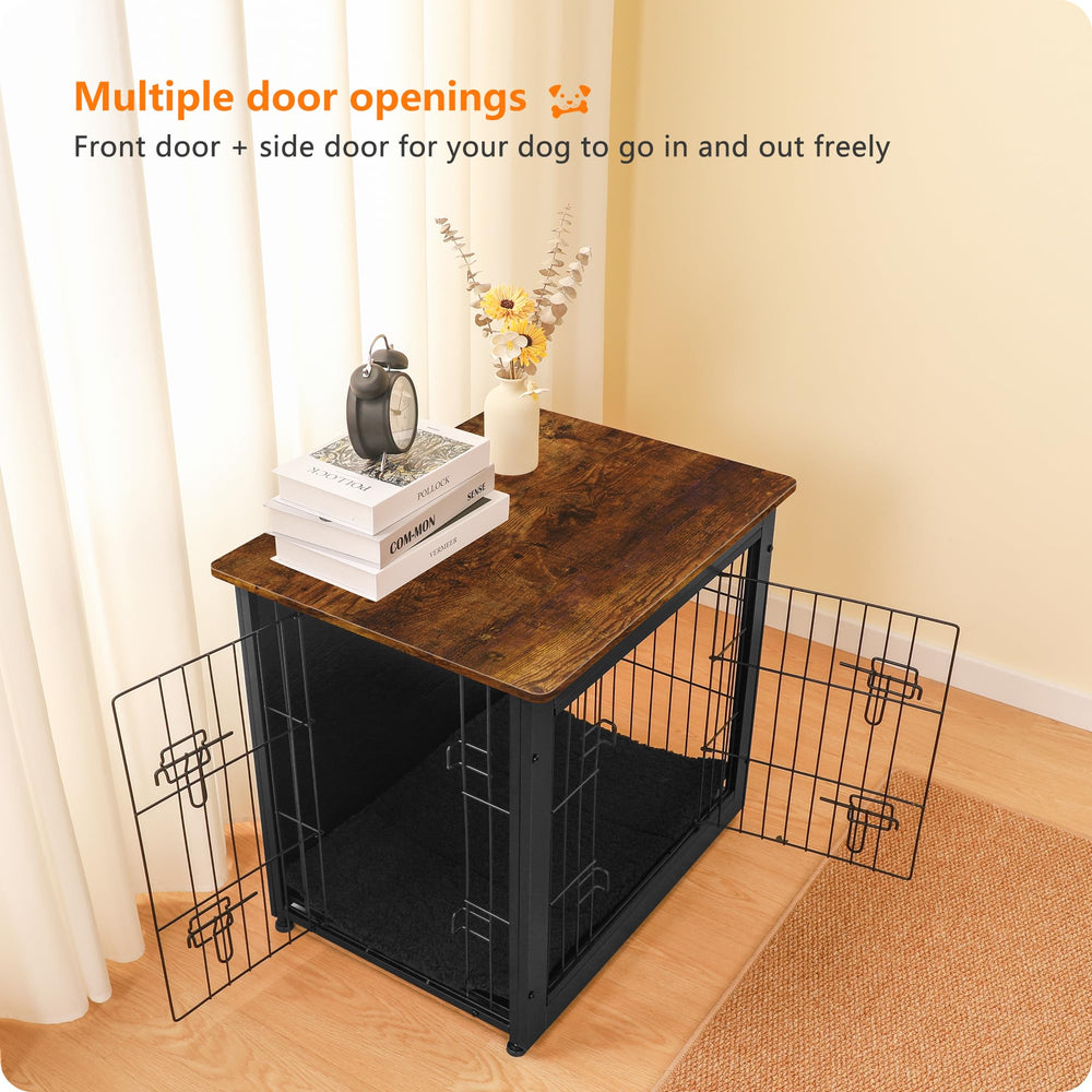 DWANTON dog crate double doors front view for easy access.
